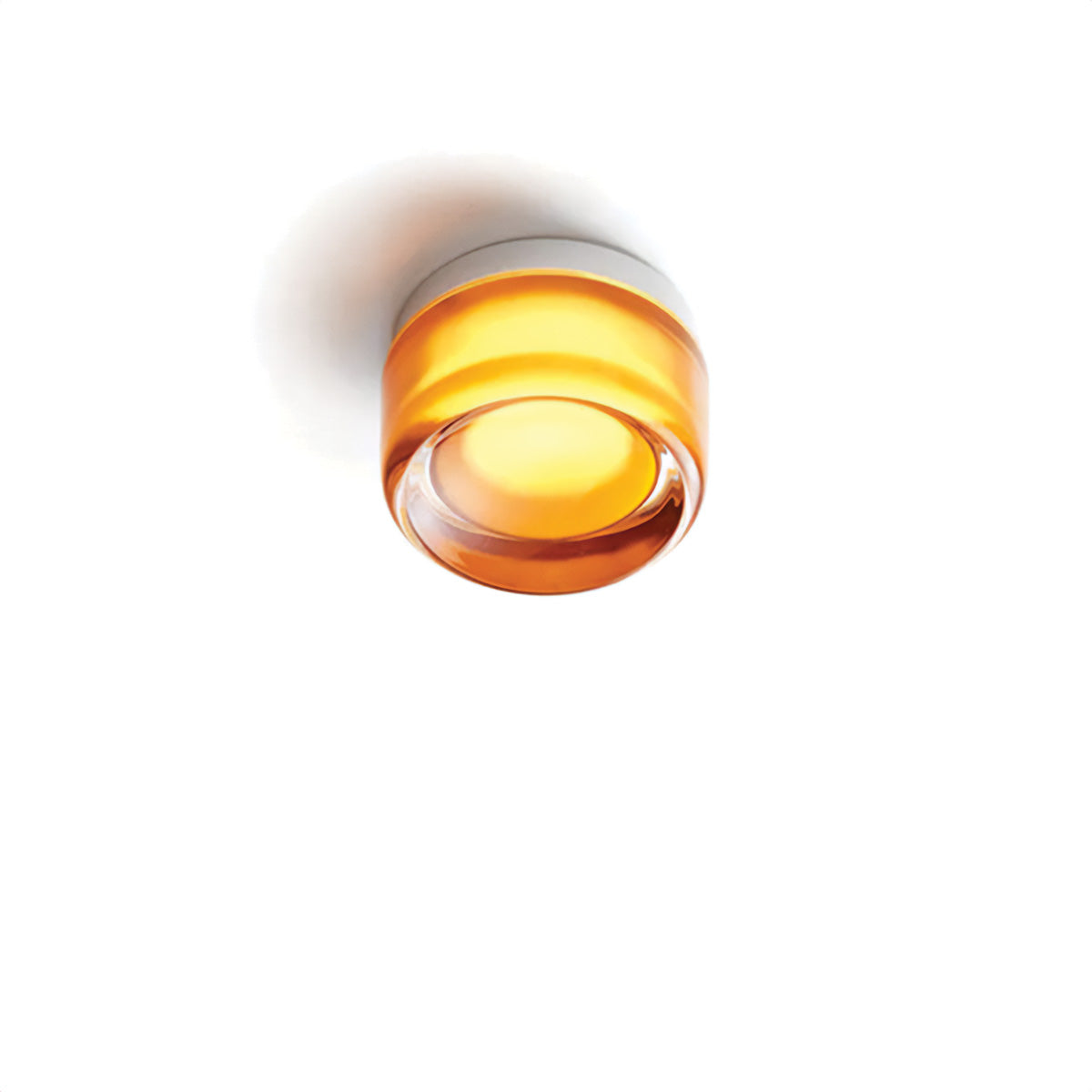 Bernsteinfarbene Deckenleuchte aus Glas, modernes Design, runde Form, Innenbeleuchtung.