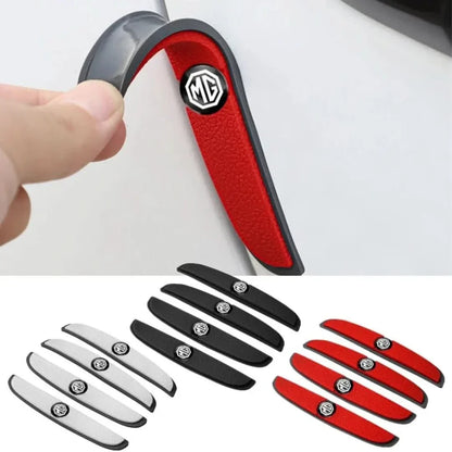 Schwarze und rote Auto-Türschutzstreifen mit MG-Logo, stoßfest, Set aus 8 Stück.