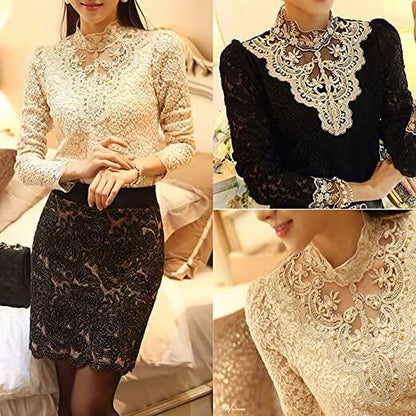 Damblus med höstlig broderad spets – Elisabeth