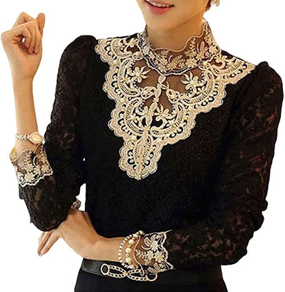Damblus med höstlig broderad spets – Elisabeth