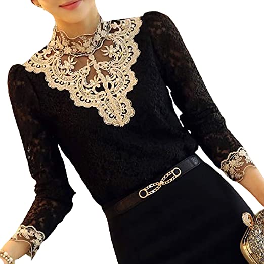 Damblus med höstlig broderad spets – Elisabeth