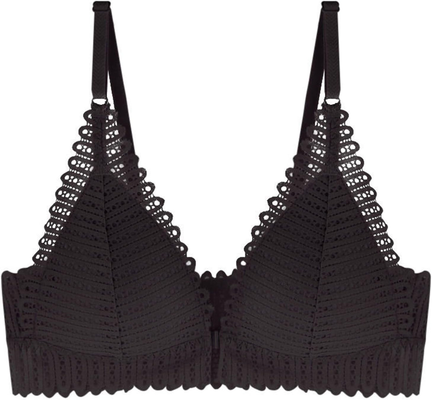 Schwarzer Spitzen-Bralette, Triangel-Design, verstellbare Träger, Damenunterwäsche.