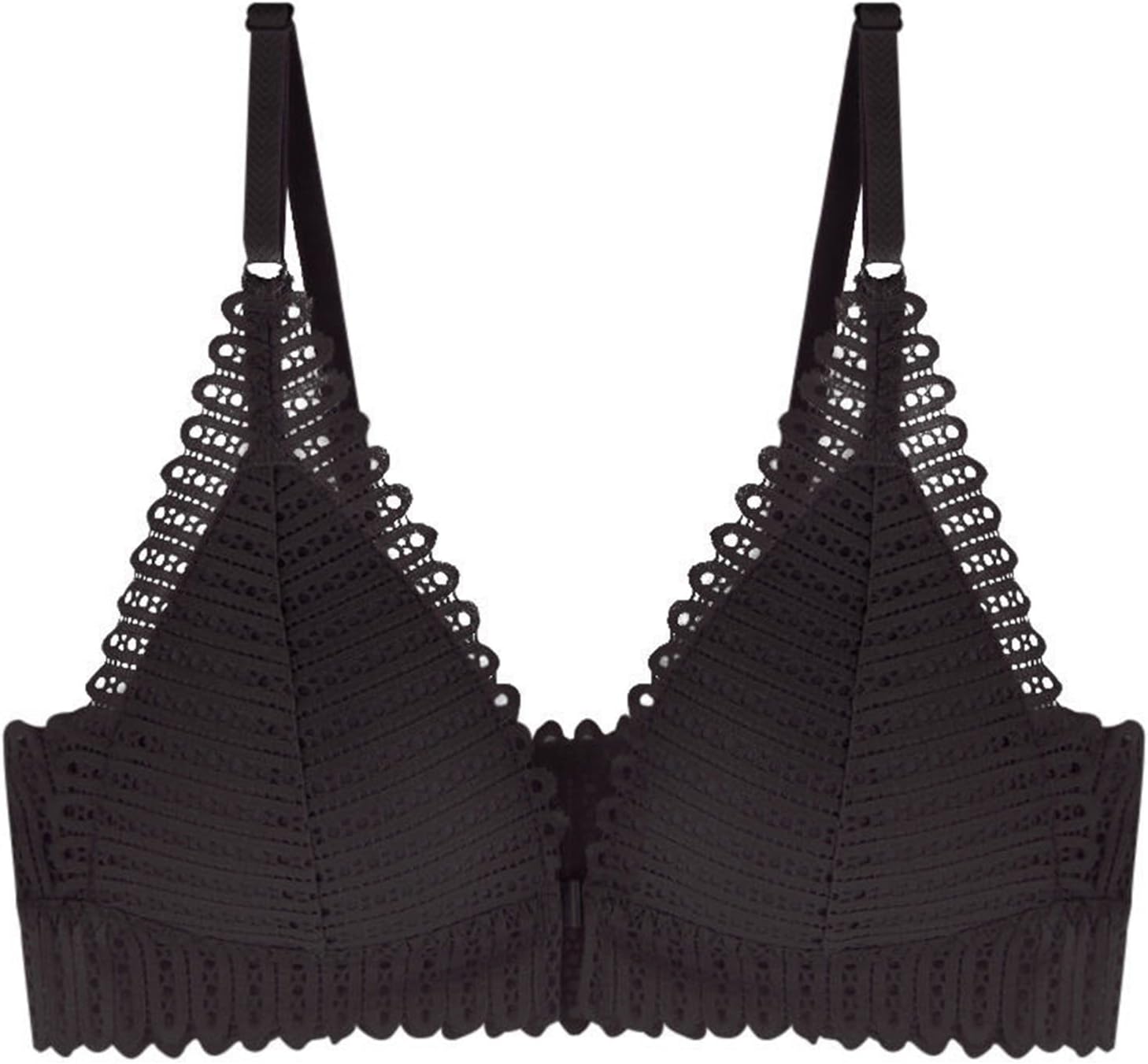 Schwarzer Spitzen-Bralette, Triangel-Design, verstellbare Träger, Damenunterwäsche.