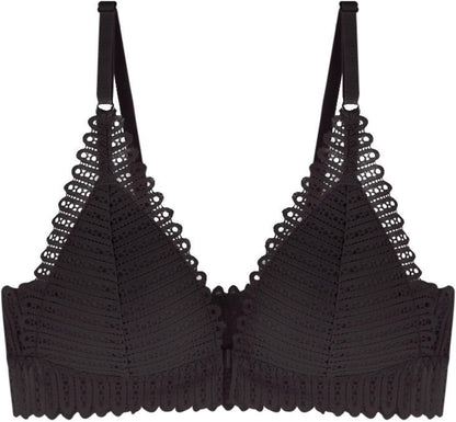 Schwarzer Spitzen-Bralette, Triangel-Design, verstellbare Träger, Damenunterwäsche.