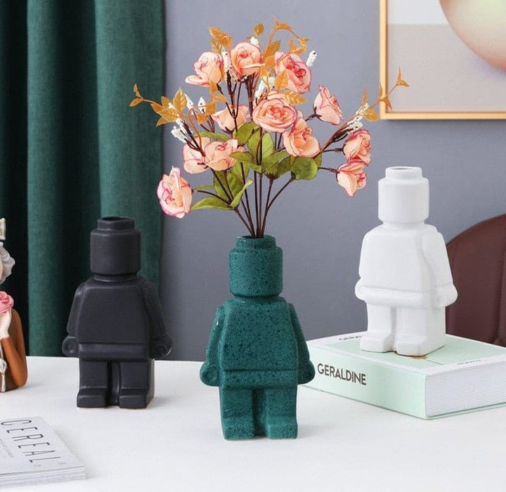 Robotblomkrukor i keramik - BrickBotanica