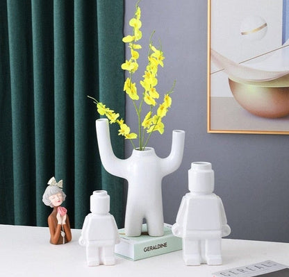 Robotblomkrukor i keramik - BrickBotanica