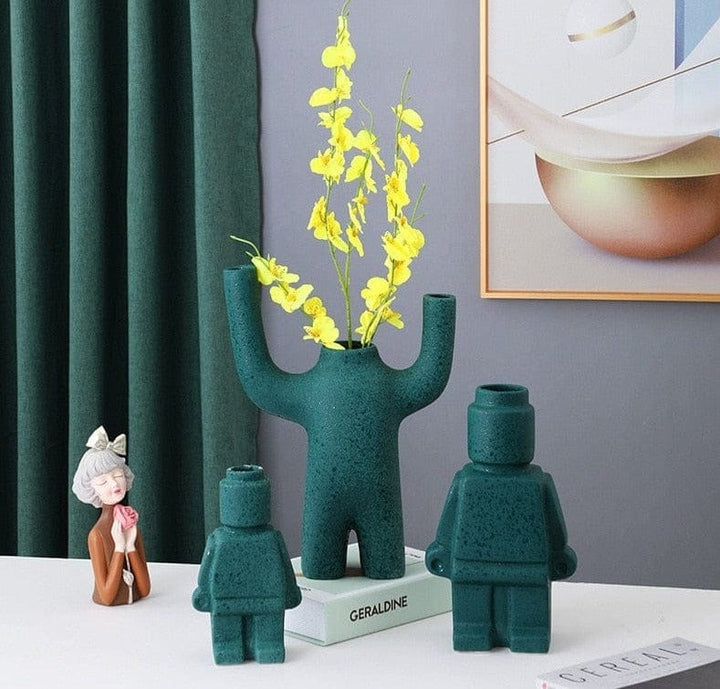 Robotblomkrukor i keramik - BrickBotanica