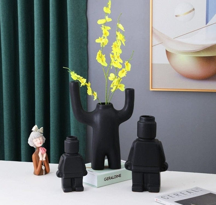 Robotblomkrukor i keramik - BrickBotanica