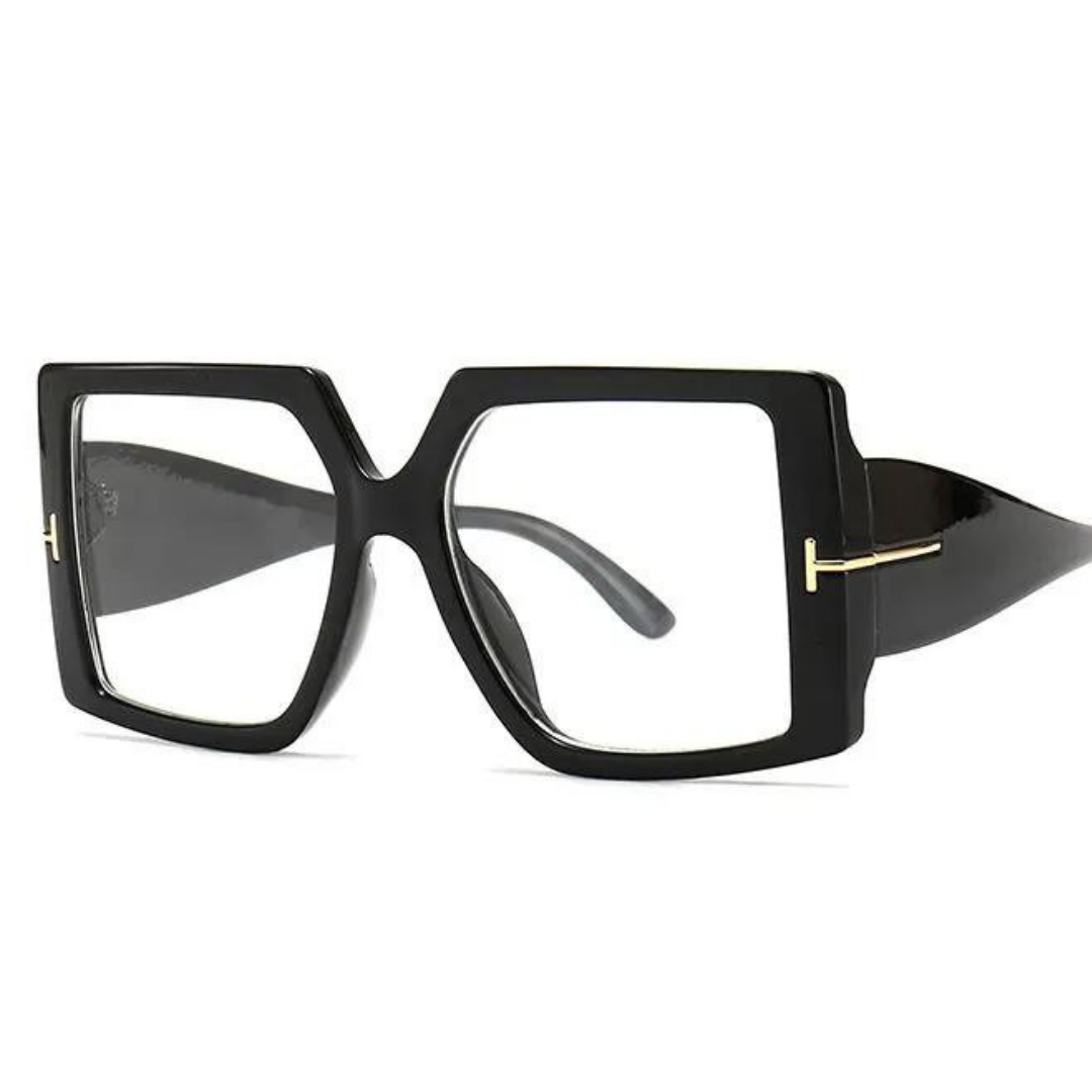 Schwarze übergroße quadratische Brille, modisch, Unisex, Kunststoffrahmen
