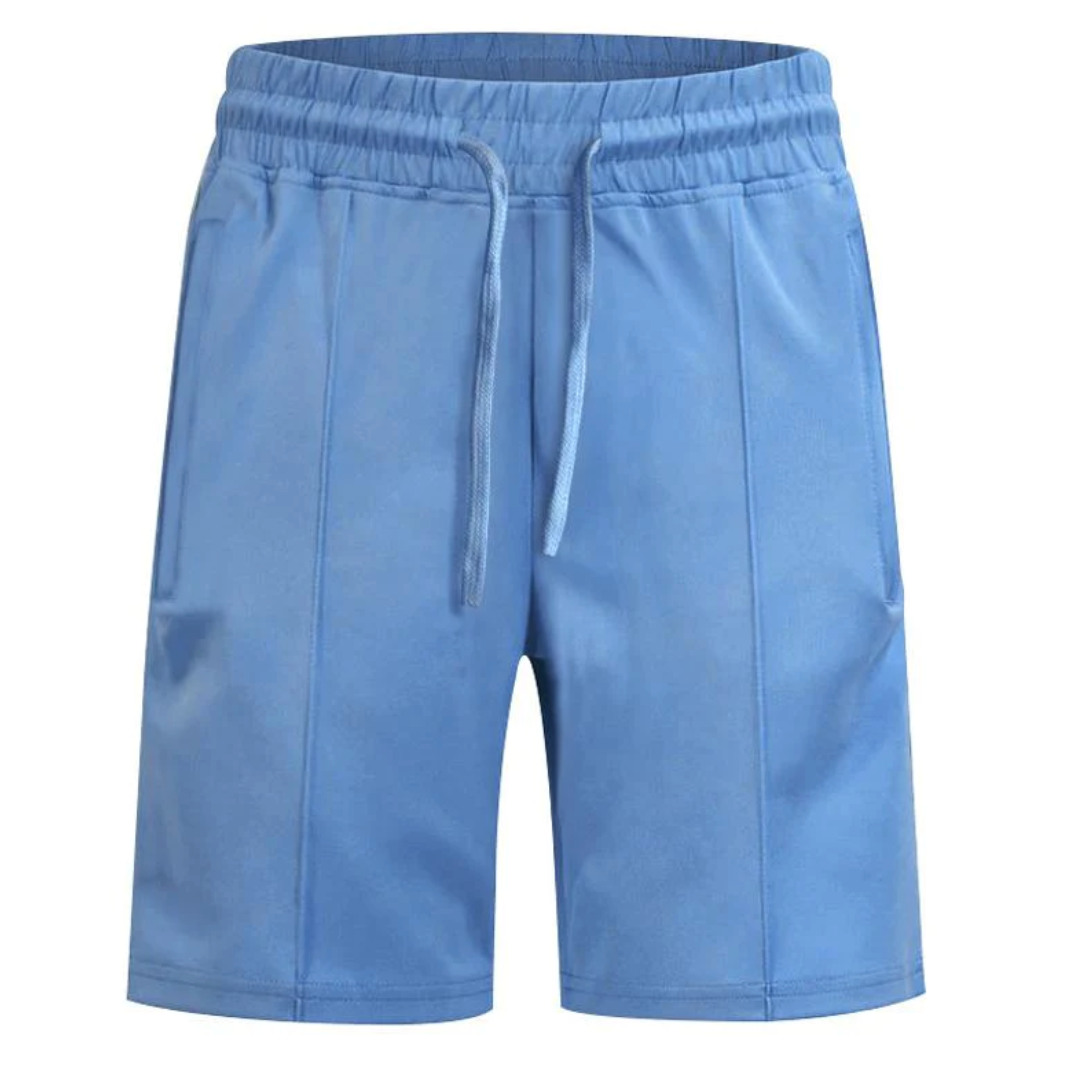 Blaue Herren-Shorts aus Baumwolle, elastischer Bund, Kordelzug, sportlich, bequem.