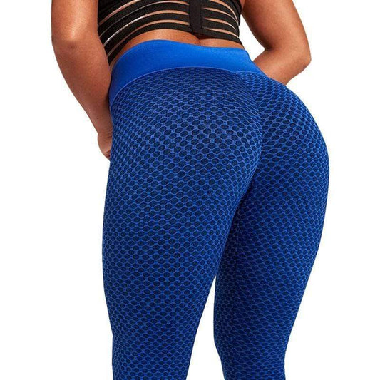 Blaue Anti-Cellulite-Leggings, figurformend, nahtlos, Damenmode, Sportbekleidung.