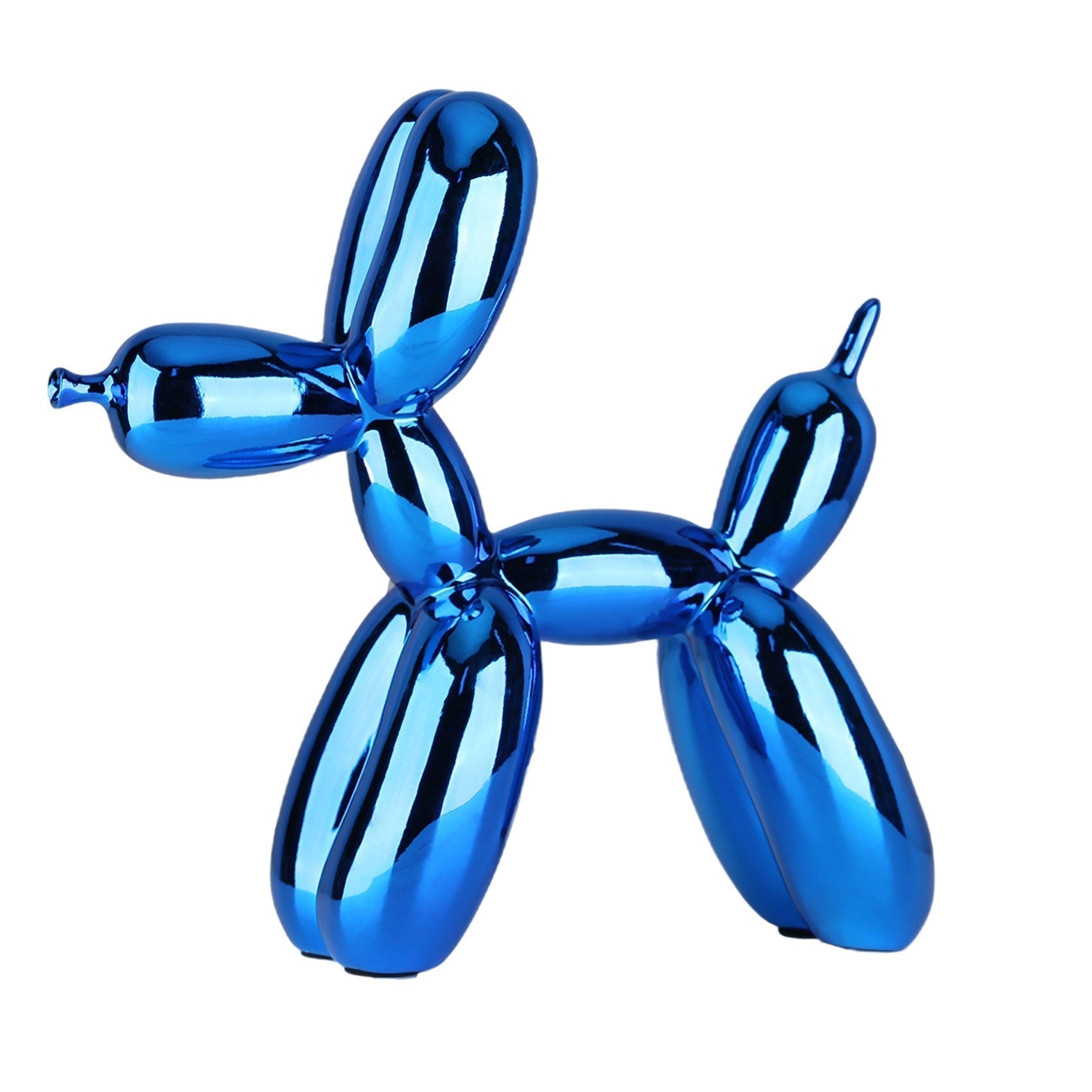 Blauer Ballonhund Skulptur, glänzend, modernes Kunstdekor, Wohnzimmer, Geschenkidee.