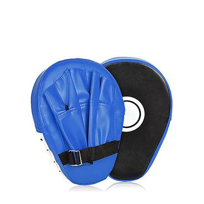 Blaue Boxhandschuhe aus Leder für Training, Fitness, Kampfsport, mit verstellbarem Riemen.