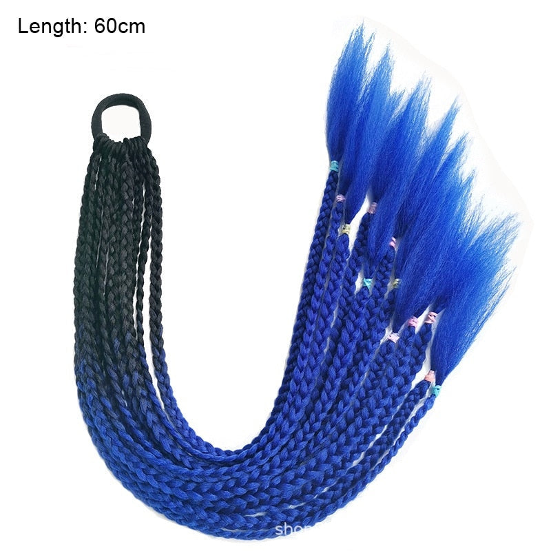 Blaues Kunsthaar Zöpfe, 60cm Länge, synthetische Extensions, Flechtfrisur Zubehör.