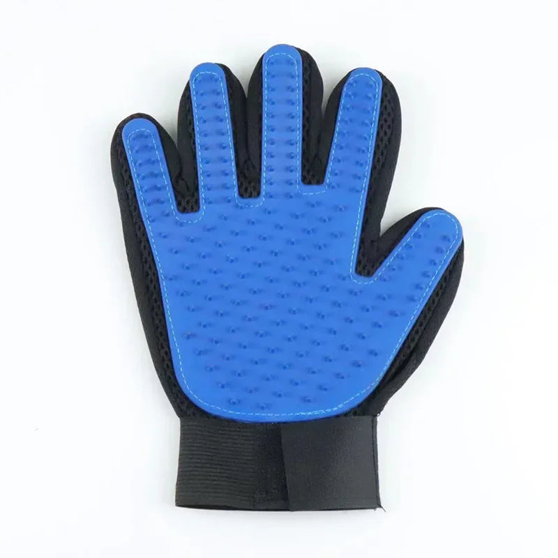 Blaue Haustierpflege-Handschuh, Fellpflege, Massage, rutschfest, für Hunde und Katzen.