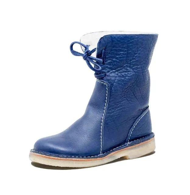 Blaue Lederstiefel für Kinder, gefüttert, rutschfeste Sohle, modisch, bequem.