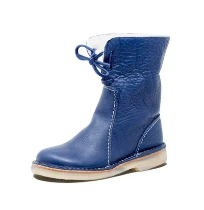 Blaue Lederstiefel für Kinder, gefüttert, rutschfeste Sohle, modisch, bequem.