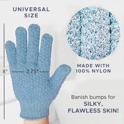 Blaue Peeling-Handschuhe aus Nylon, universelle Größe, für glatte Hautpflege.
