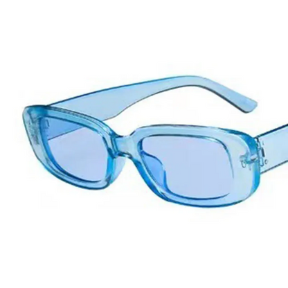 Blaue Sonnenbrille, rechteckig, Kunststoff, modisch, UV-Schutz, Accessoire, Unisex.