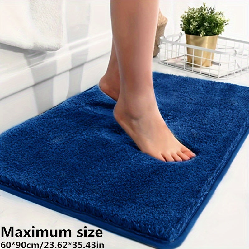 Blaue Badematte, rutschfest, saugfähig, 60x90 cm, Badezimmerteppich, weiches Mikrofaser-Material.