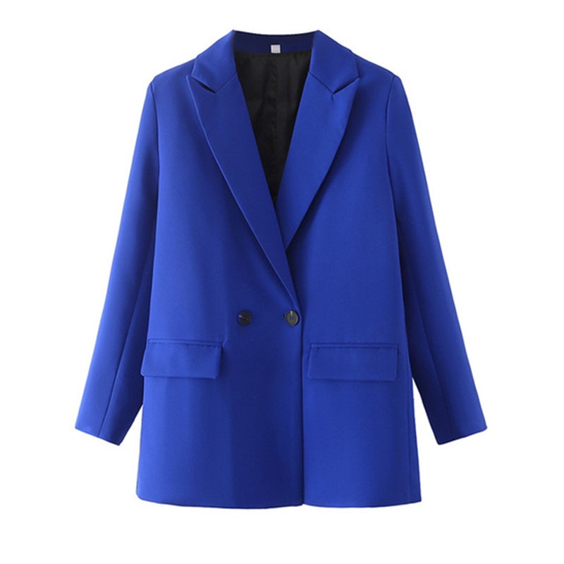 Blauer Damenblazer, einreihig, langärmelig, modisch, Business, elegant, Polyester.