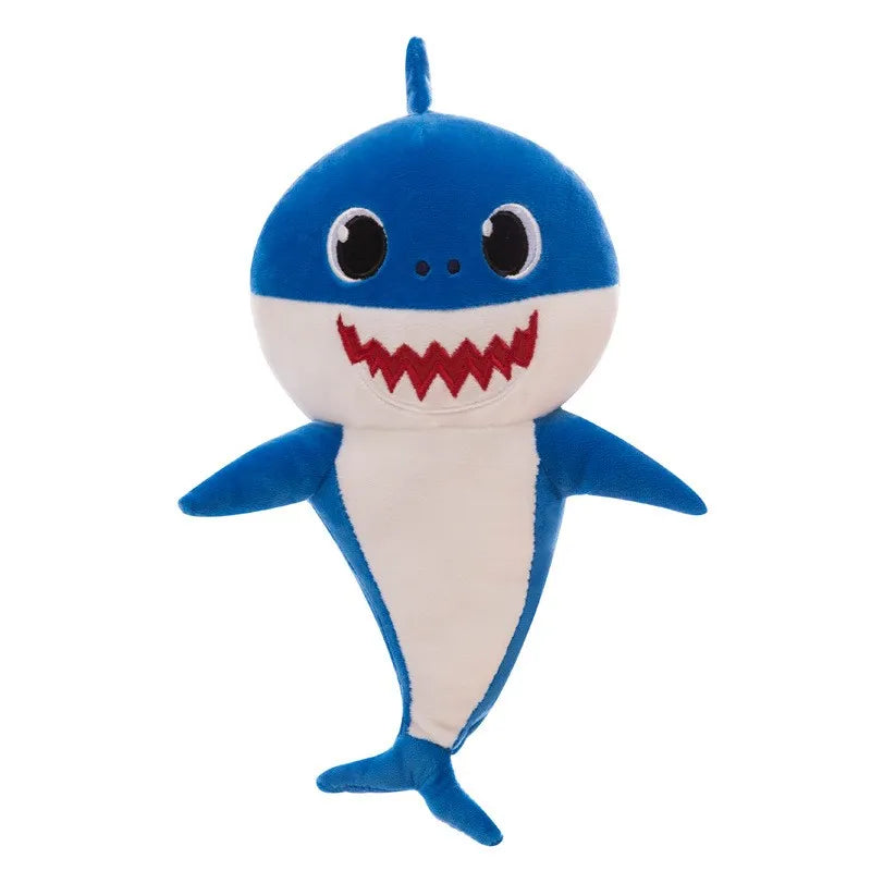 Blauer Plüschhai Spielzeug, lächelnd, Kinderzimmer Dekoration, weiches Kuscheltier, Geschenkidee.