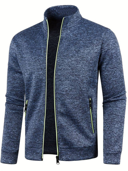 Blauer Herren-Trainingsanzug, Reißverschluss, Sportjacke, atmungsaktiv, Freizeitmode.