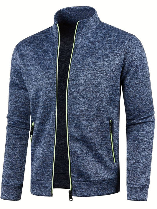 Blauer Herren-Trainingsanzug, Reißverschluss, Sportjacke, atmungsaktiv, Freizeitmode.