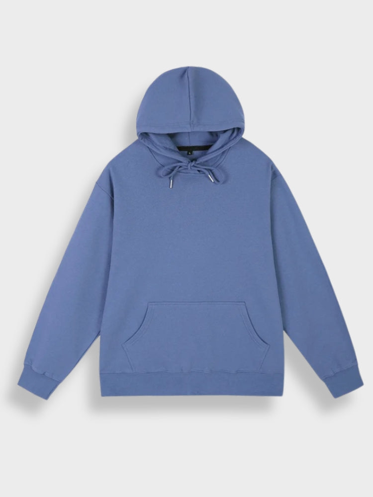 Blauer Kapuzenpullover aus Baumwolle, Unisex, lässig, modisch, bequem, ideal für Herbst.