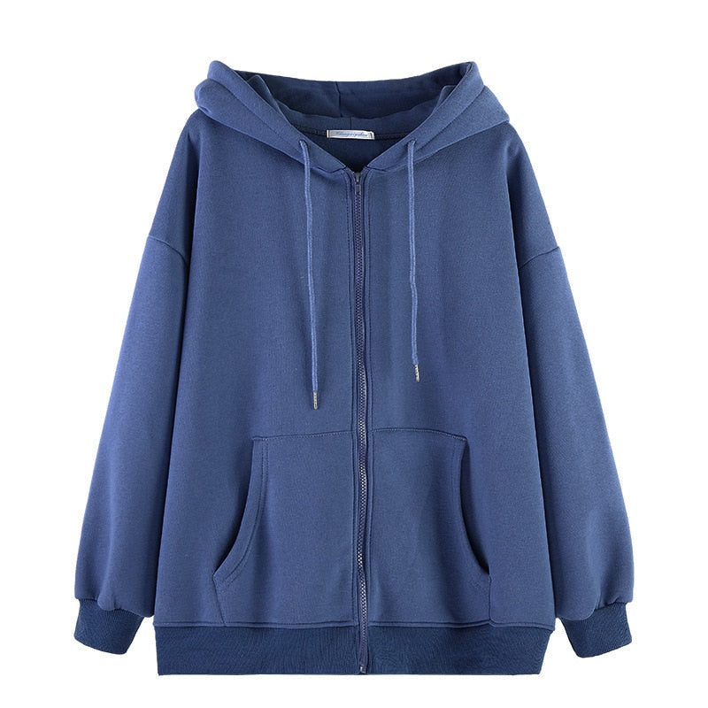 Blauer Kapuzenpullover, Unisex, Baumwolle, Reißverschluss, Kängurutaschen, Freizeitmode.
