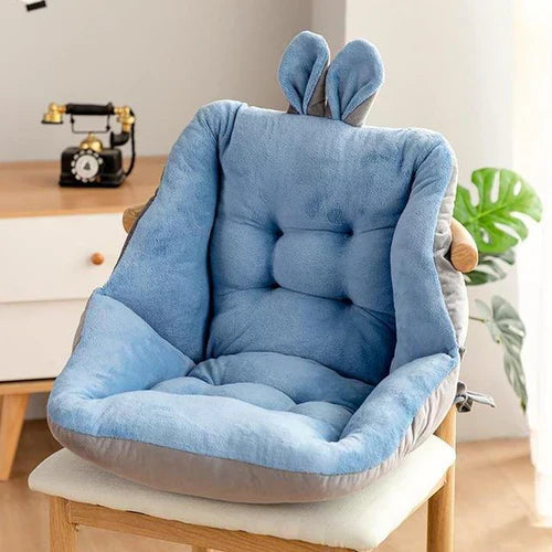 Blauer Plüsch-Babysitz mit Hasenohren, weich, bequem, ideal für Kinderzimmer.