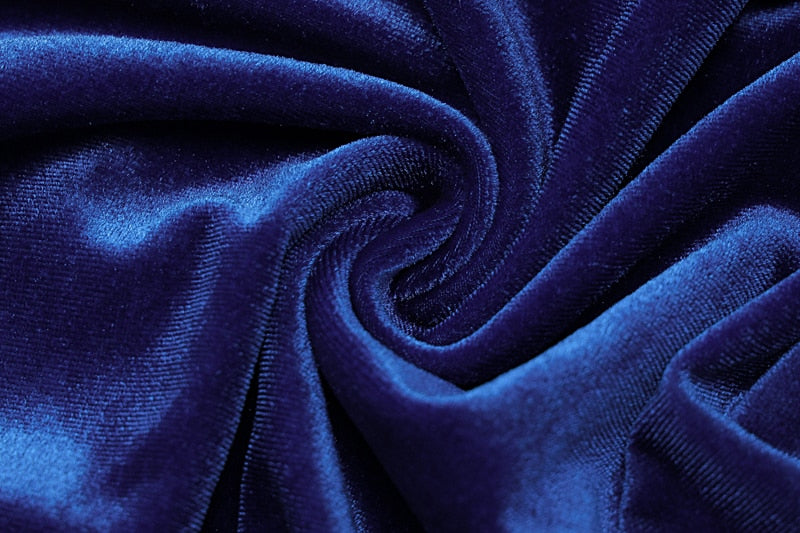 Dunkelblauer Samtstoff, luxuriös, weich, ideal für Kleidung und Dekoration.