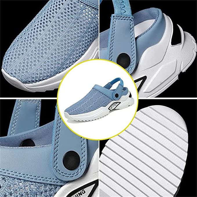 Blaue atmungsaktive Sneaker für Damen, Mesh-Obermaterial, rutschfeste Sohle, sportlich.