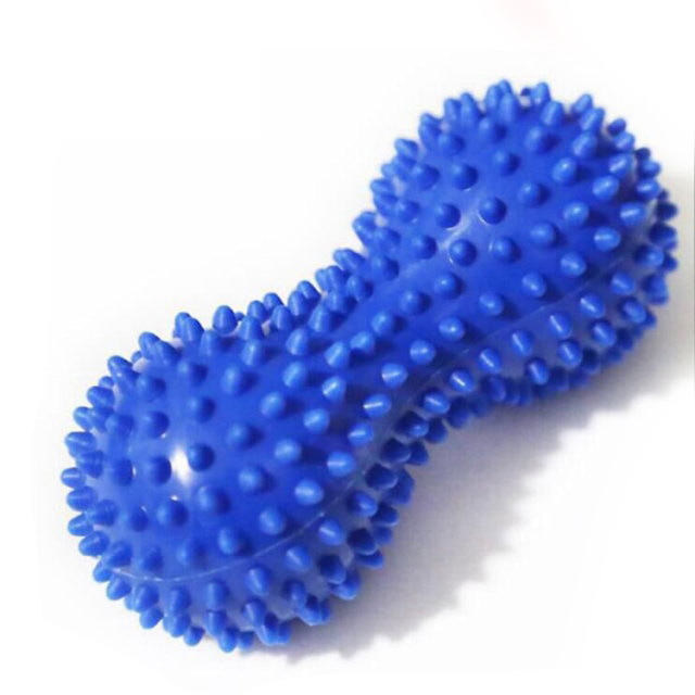 Blauer spiky PVC-Massageball in Erdnussform für Yoga, Fitness, Stressabbau und Körpermassage.