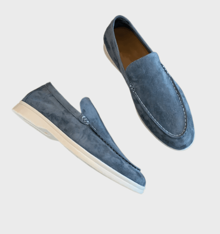 Blaue Wildleder-Loafer für Herren, rutschfeste Sohle, elegantes Design, Freizeitschuh.
