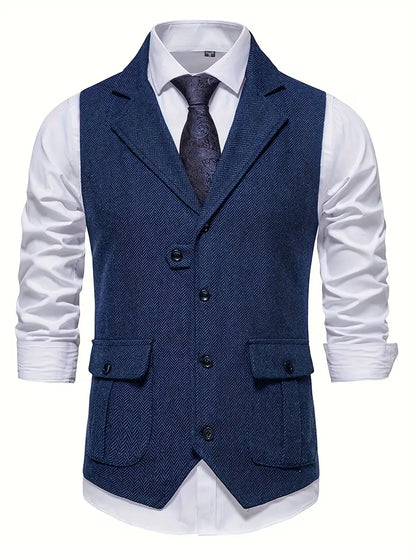 Blauer Herrenanzug-Weste mit Krawatte, elegantes Design, ideal für formelle Anlässe.