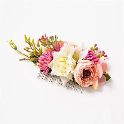 Haarspange mit künstlichen Blumen, rosa und weiß, Hochzeitsschmuck, romantisches Accessoire.