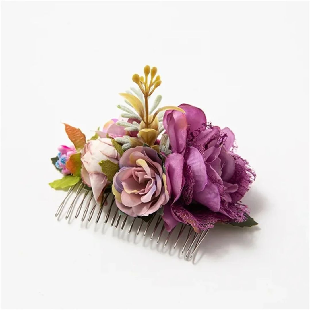 Haarspange mit lila und rosa Blumen, Haarschmuck, Hochzeit, Blumenhaarspange, romantisch