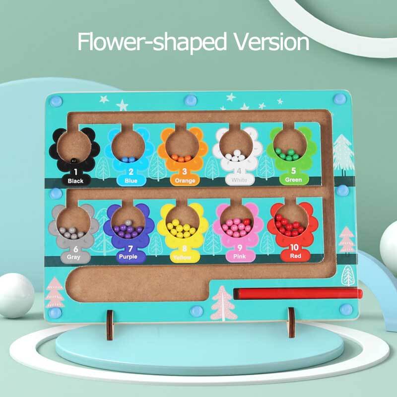 Blumenförmiges Holzpuzzle für Kinder, bunt, Lernspielzeug, Zahlen, Farben, Montessori.