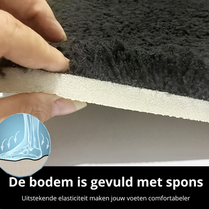 Schwarze Schaumstoffmatte, elastisch, komfortabel, für Fußbodenbelag, Nahaufnahme.