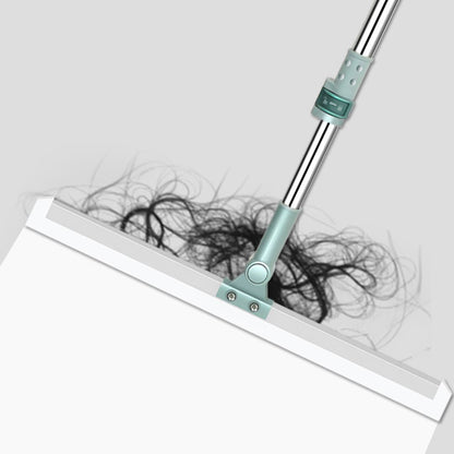 Bodenwischer mit Teleskopstange, grün, entfernt Haare, ideal für glatte Oberflächenreinigung.