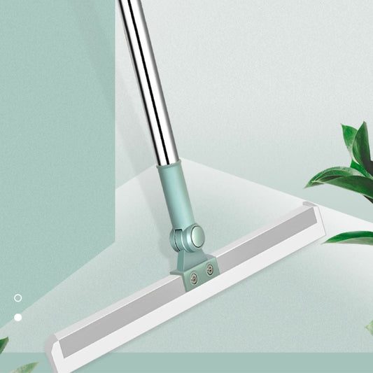 Grüner Bodenwischer mit Metallstiel, ideal für effiziente Reinigung, auf hellgrünem Hintergrund.