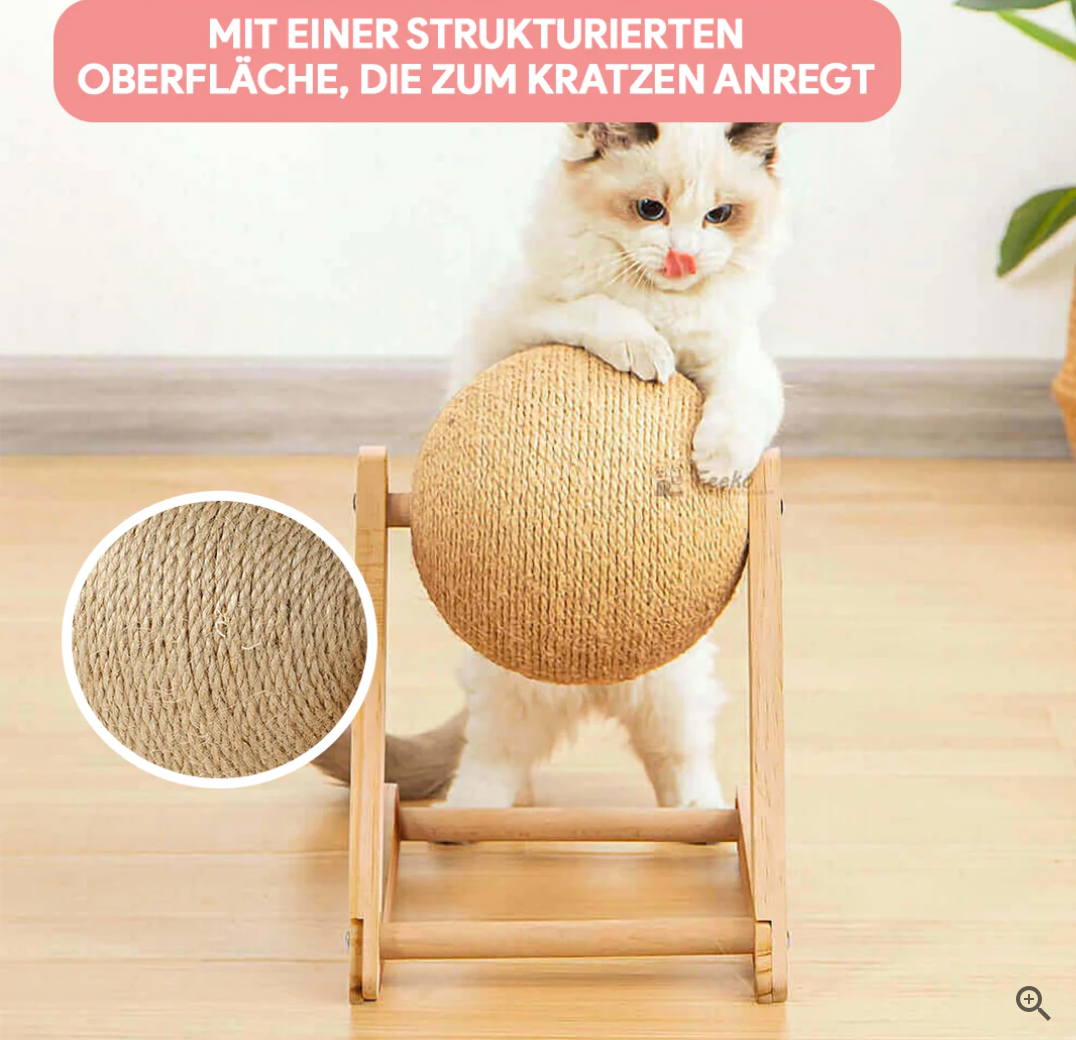 Katzen-Kratzbaum aus Holz mit Sisal-Oberfläche, langlebig, schützt Möbel, ideal für Nagelpflege.