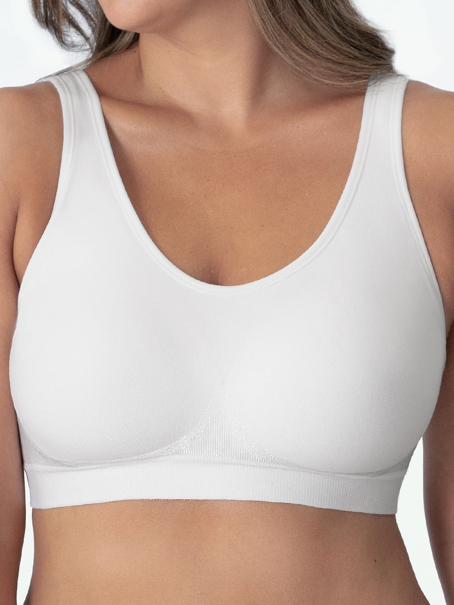 Damen kabelloser Komfort-BH, weiß, nahtlos, Truekind, Alltagsgebrauch, stützender Shaper-BH.