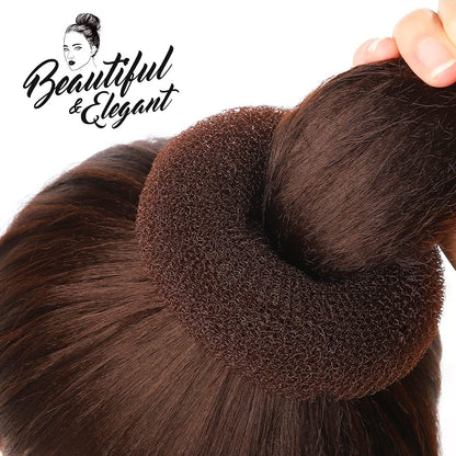 Brauner Haardonut für Duttfrisuren, Haarstyling-Accessoire, rutschfest, für dickes Haar.