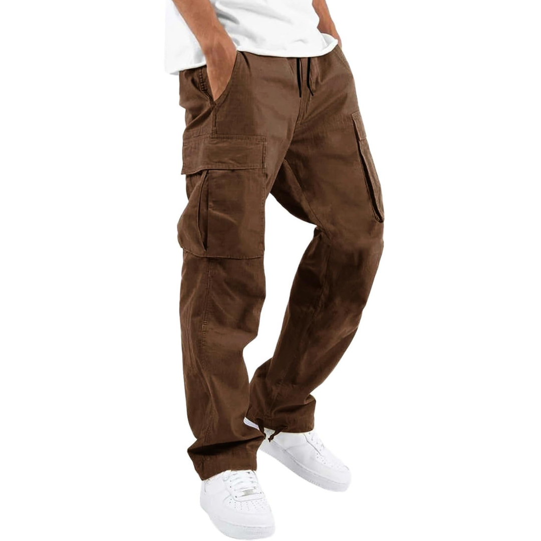 Braune Cargo-Hose Herren, Baumwolle, lässig, mit Taschen, ideal für Outdoor-Aktivitäten.