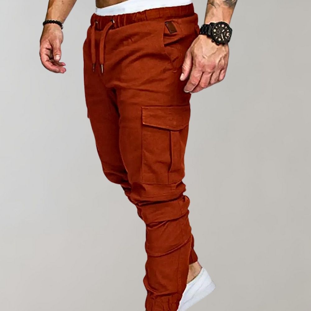 Braune Herren-Cargohose, Baumwolle, Taschen, sportlich, modisch, bequem, Freizeitkleidung.