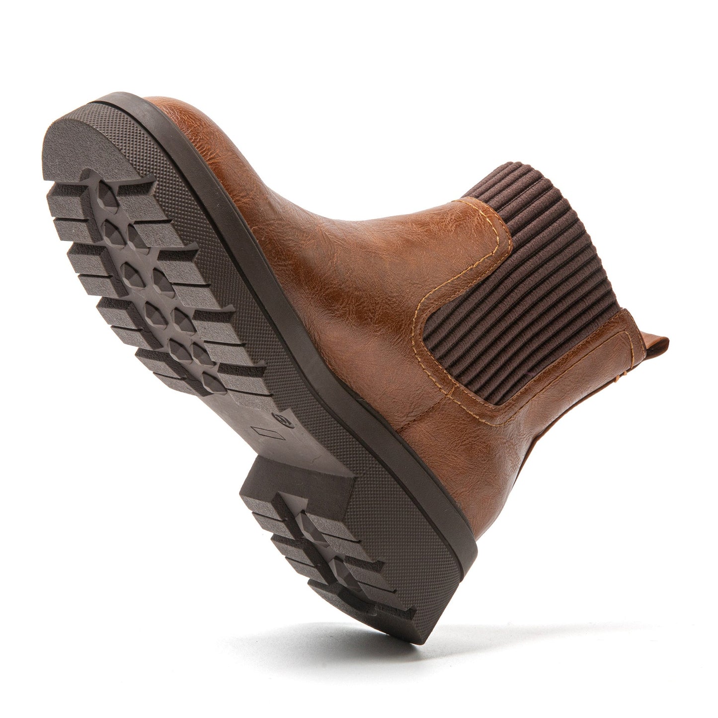 Brauner Chelsea Boot aus Leder mit rutschfester Sohle, ideal für Herbstmode und Outdoor-Aktivitäten.