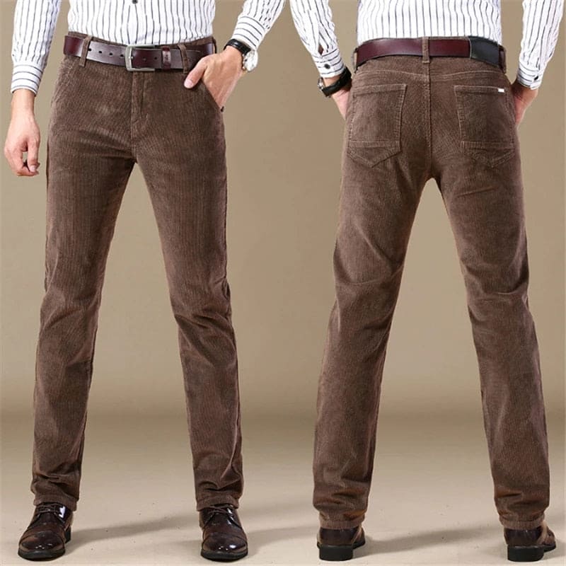 Braune Herren-Cordhose, dick, lässig, modisch, Winter 2022, Business-Stil.