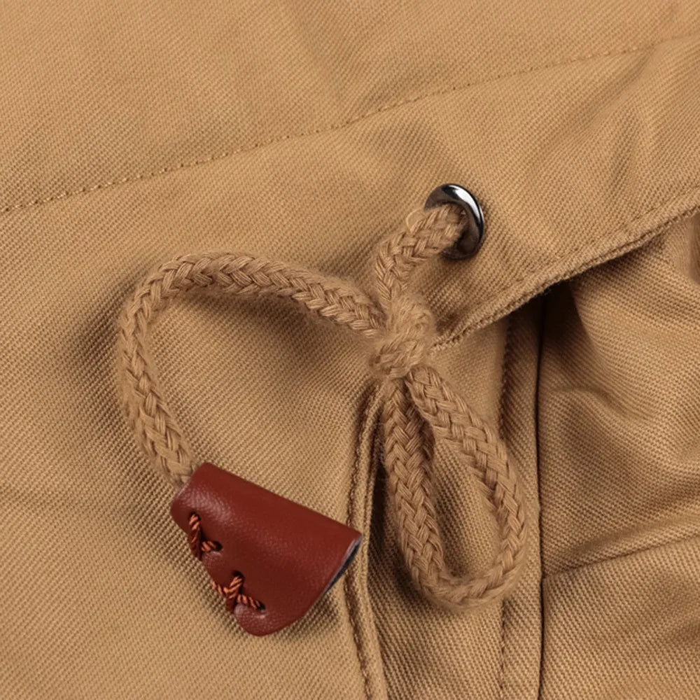 Beige Winterjacke Herren, dickes Fleece, Armee-Stil, Pilotjacke, thermisch, Baumwolle.
